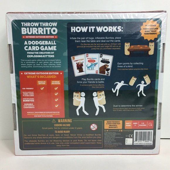 Throw Throw Burrito By Exploding Kittens Extreme Outdoor Edition Card Game New - Picture 2 of 12